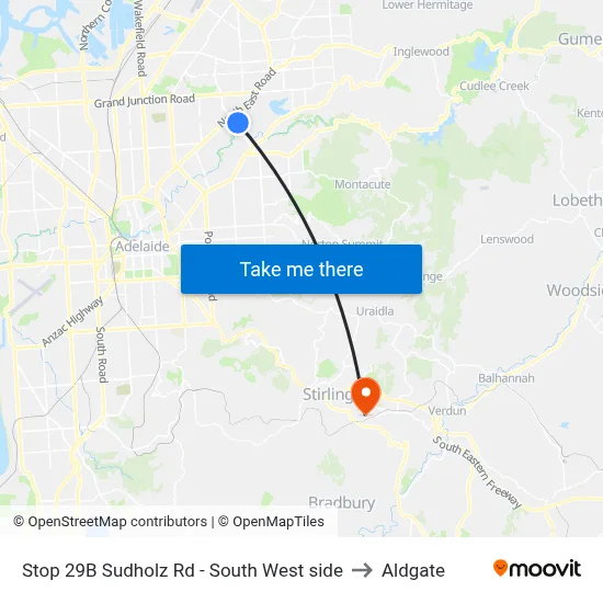 Stop 29B Sudholz Rd - South West side to Aldgate map