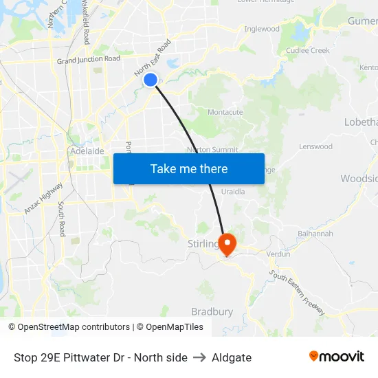 Stop 29E Pittwater Dr - North side to Aldgate map
