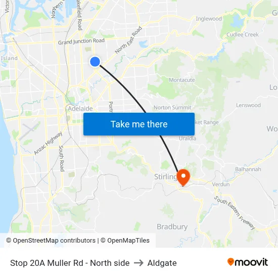 Stop 20A Muller Rd - North side to Aldgate map