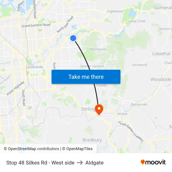 Stop 48 Silkes Rd - West side to Aldgate map