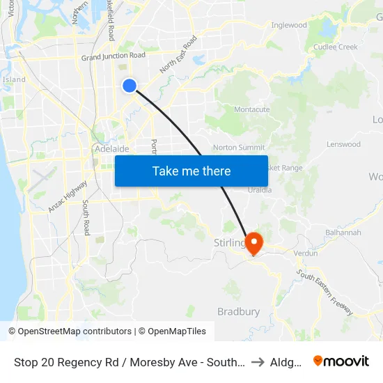 Stop 20 Regency Rd / Moresby Ave - South side to Aldgate map