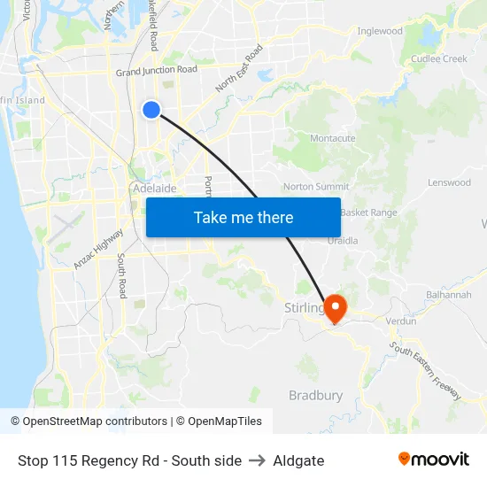 Stop 115 Regency Rd - South side to Aldgate map