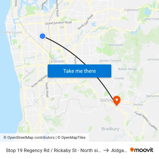 Stop 19 Regency Rd / Rickaby St - North side to Aldgate map