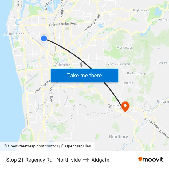 Stop 21 Regency Rd - North side to Aldgate map