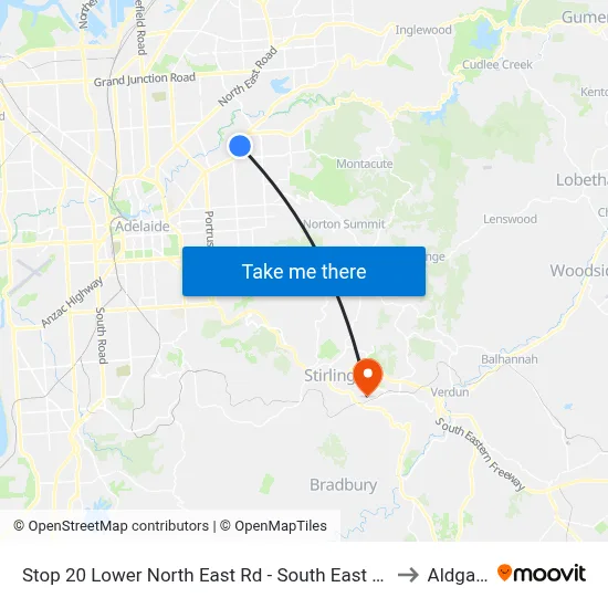 Stop 20 Lower North East Rd - South East side to Aldgate map