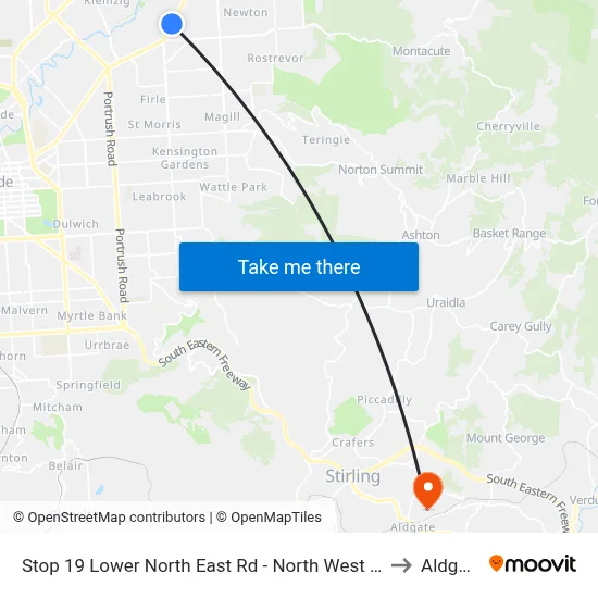 Stop 19 Lower North East Rd - North West side to Aldgate map