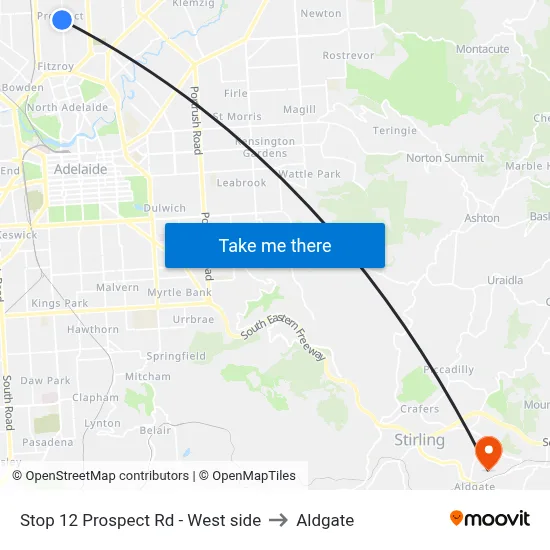 Stop 12 Prospect Rd - West side to Aldgate map