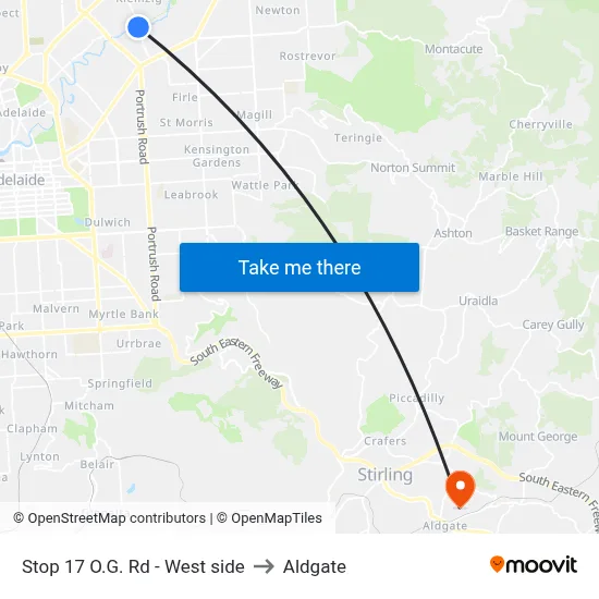Stop 17 O.G. Rd - West side to Aldgate map