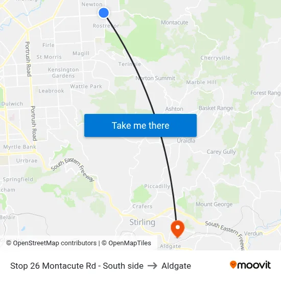 Stop 26 Montacute Rd - South side to Aldgate map