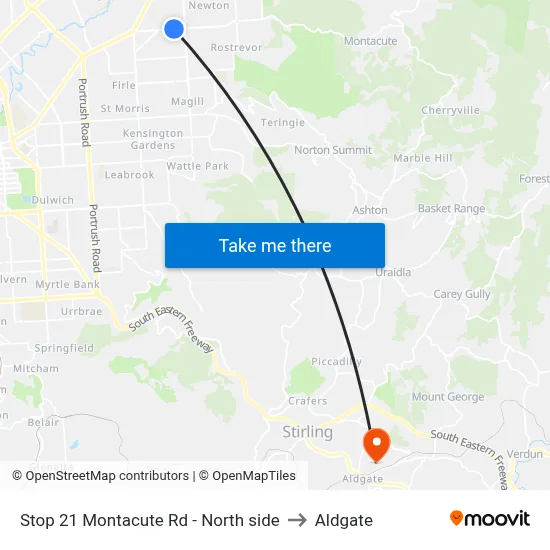 Stop 21 Montacute Rd - North side to Aldgate map