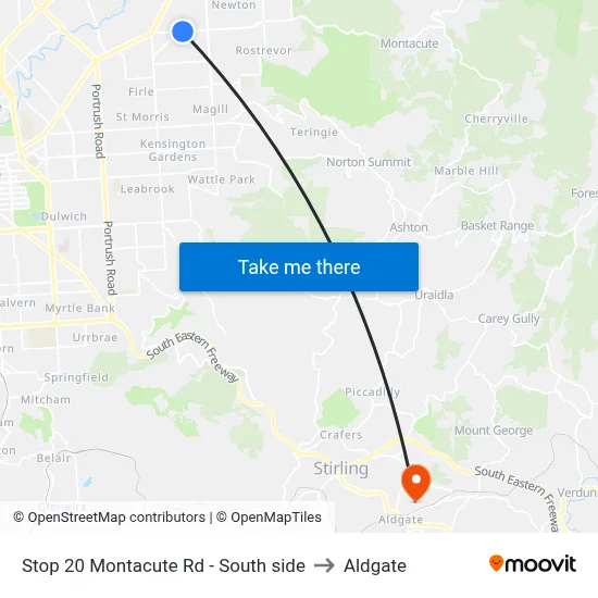Stop 20 Montacute Rd - South side to Aldgate map