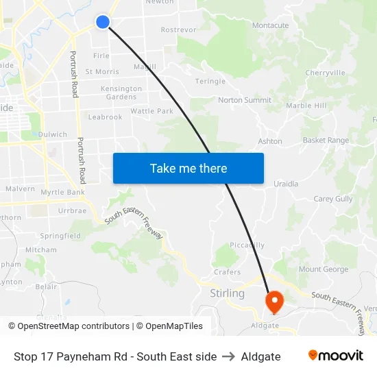 Stop 17 Payneham Rd - South East side to Aldgate map