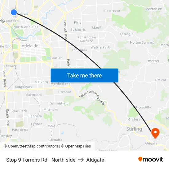 Stop 9 Torrens Rd - North side to Aldgate map