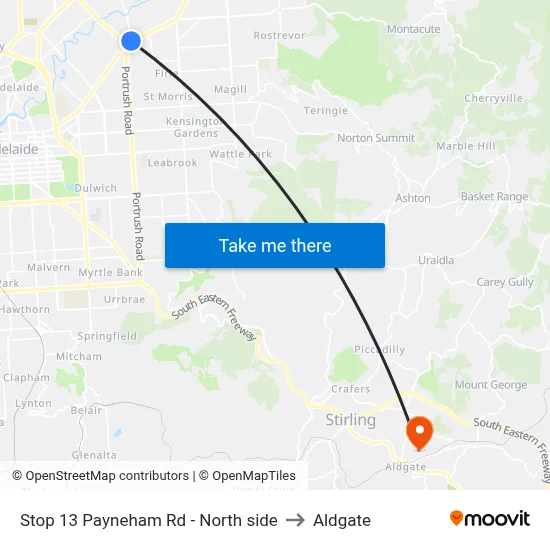 Stop 13 Payneham Rd - North side to Aldgate map