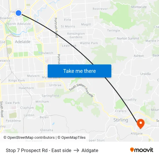 Stop 7 Prospect Rd - East side to Aldgate map