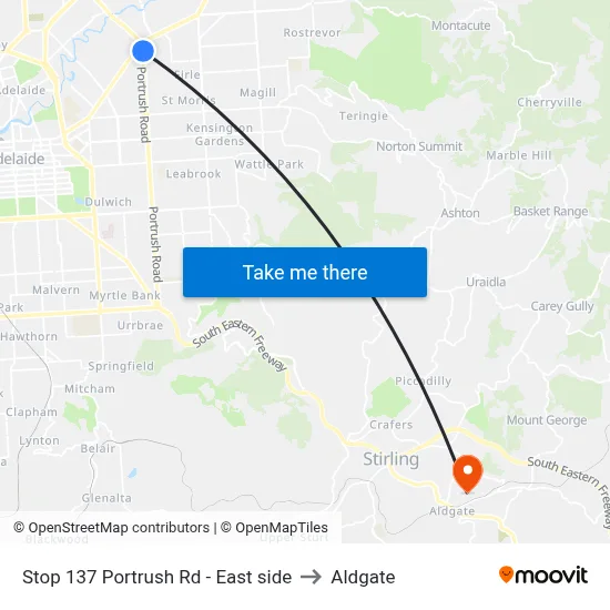 Stop 137 Portrush Rd - East side to Aldgate map