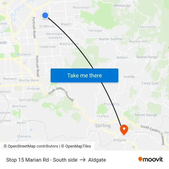 Stop 15 Marian Rd - South side to Aldgate map