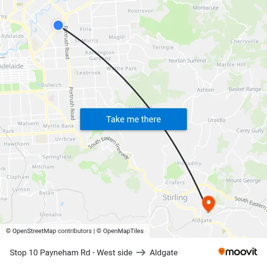 Stop 10 Payneham Rd - West side to Aldgate map