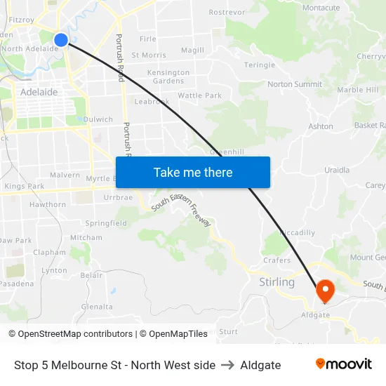 Stop 5 Melbourne St - North West side to Aldgate map