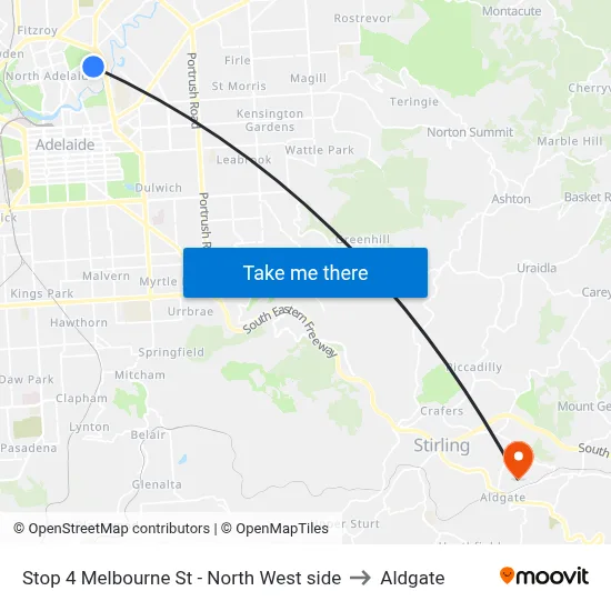 Stop 4 Melbourne St - North West side to Aldgate map
