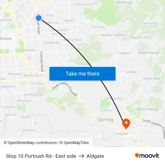 Stop 10 Portrush Rd - East side to Aldgate map