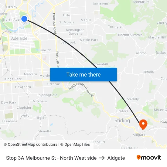 Stop 3A Melbourne St - North West side to Aldgate map