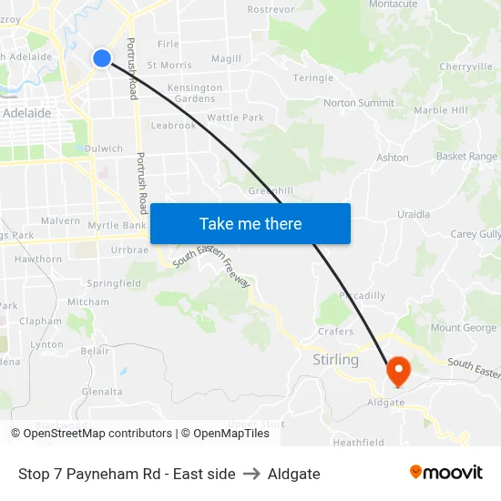 Stop 7 Payneham Rd - East side to Aldgate map