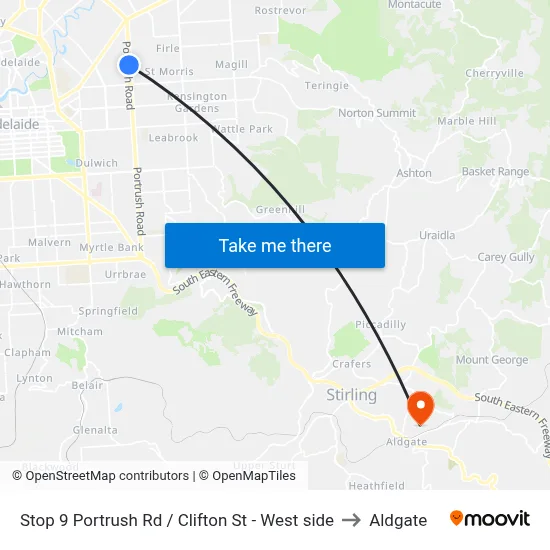 Stop 9 Portrush Rd / Clifton St - West side to Aldgate map