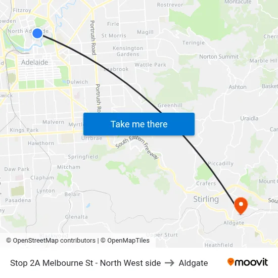 Stop 2A Melbourne St - North West side to Aldgate map