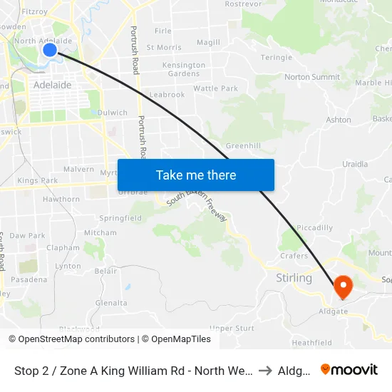 Stop 2 / Zone A King William Rd - North West side to Aldgate map