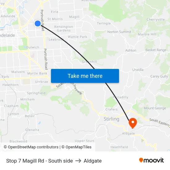 Stop 7 Magill Rd - South side to Aldgate map
