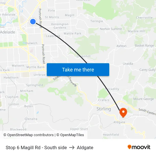 Stop 6 Magill Rd - South side to Aldgate map