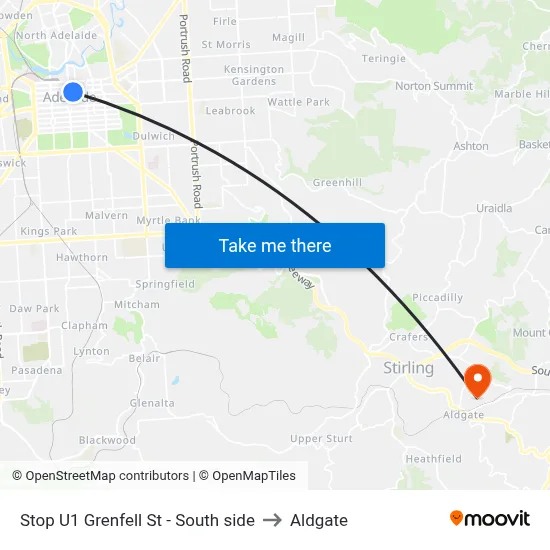 Stop U1 Grenfell St - South side to Aldgate map
