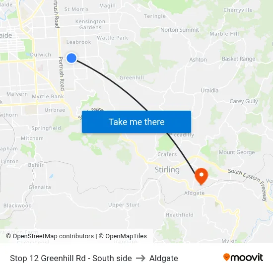 Stop 12 Greenhill Rd - South side to Aldgate map