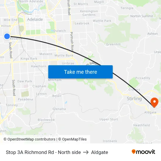 Stop 3A Richmond Rd - North side to Aldgate map