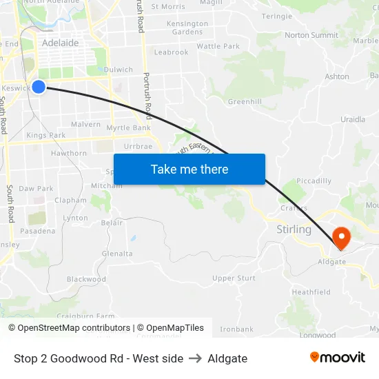 Stop 2 Goodwood Rd - West side to Aldgate map