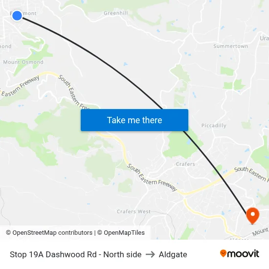 Stop 19A Dashwood Rd - North side to Aldgate map
