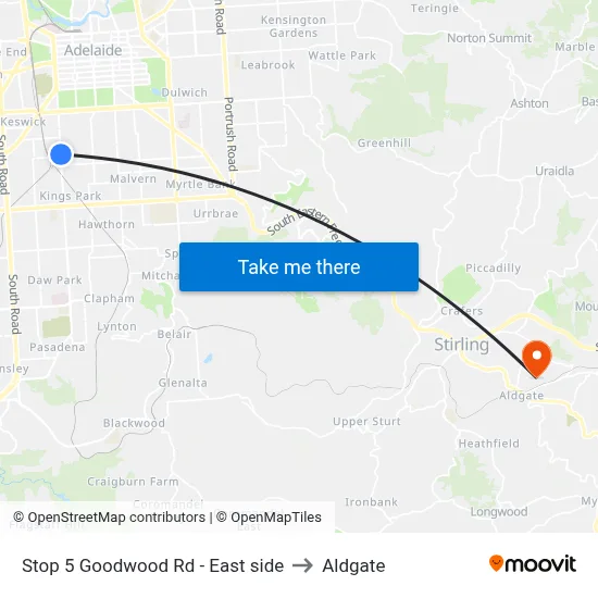 Stop 5 Goodwood Rd - East side to Aldgate map