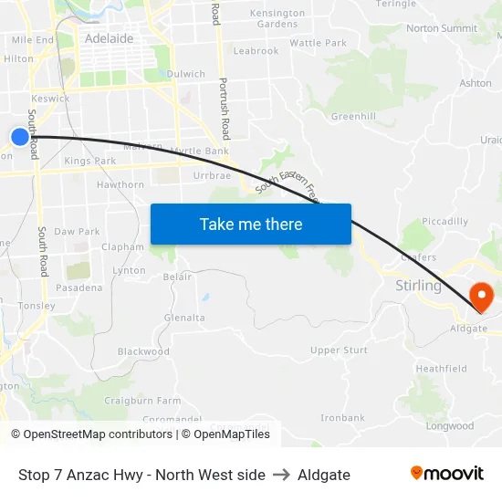 Stop 7 Anzac Hwy - North West side to Aldgate map