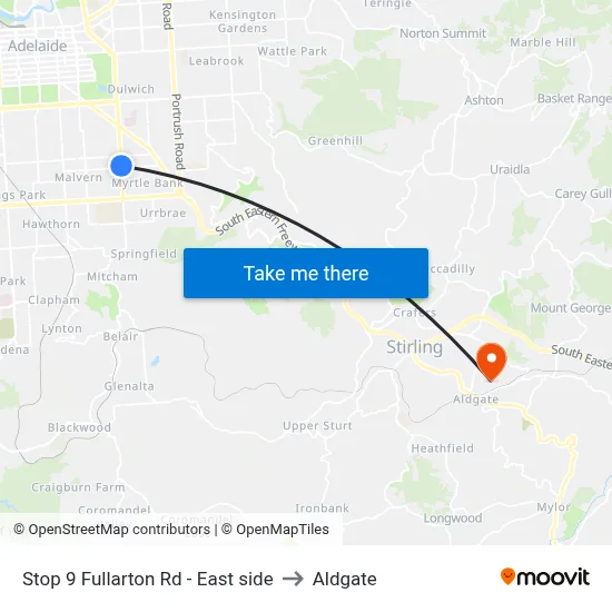 Stop 9 Fullarton Rd - East side to Aldgate map