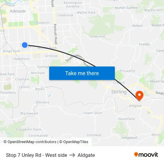 Stop 7 Unley Rd - West side to Aldgate map