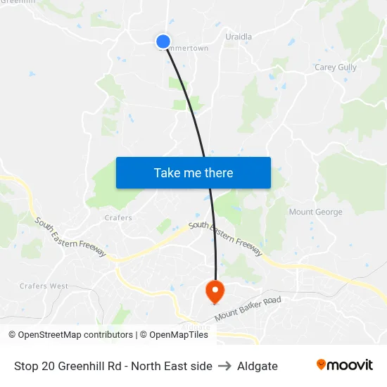 Stop 20 Greenhill Rd - North East side to Aldgate map