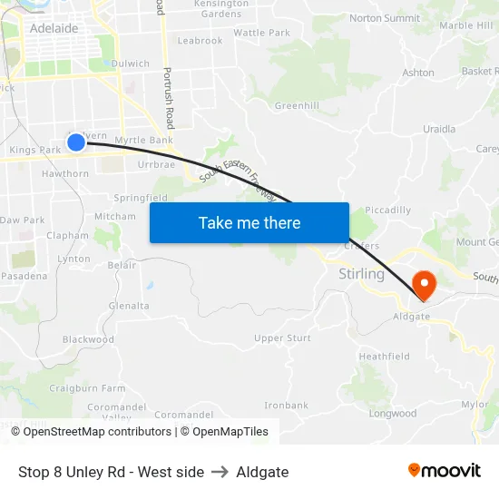 Stop 8 Unley Rd - West side to Aldgate map
