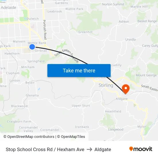 Stop School Cross Rd / Hexham Ave to Aldgate map