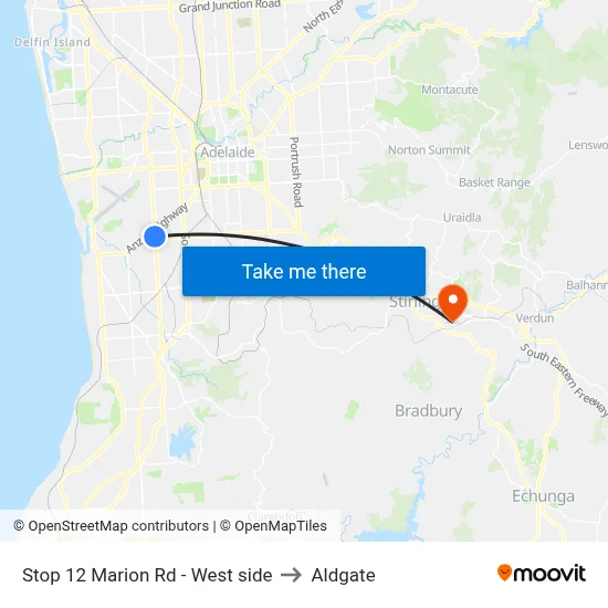 Stop 12 Marion Rd - West side to Aldgate map
