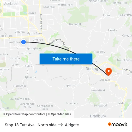 Stop 13 Tutt Ave - North side to Aldgate map
