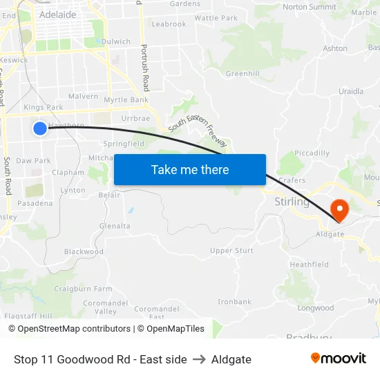 Stop 11 Goodwood Rd - East side to Aldgate map