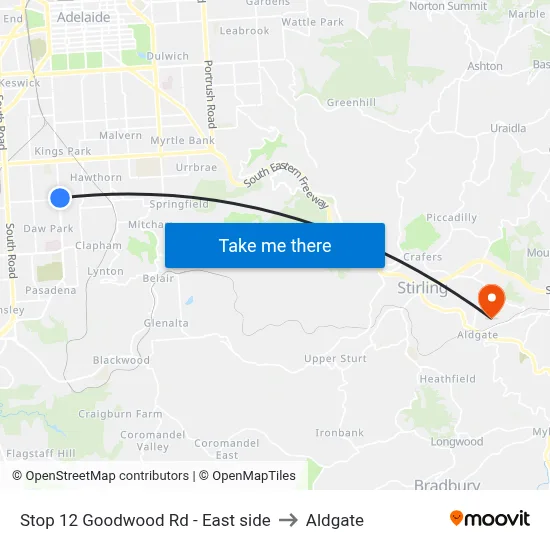 Stop 12 Goodwood Rd - East side to Aldgate map