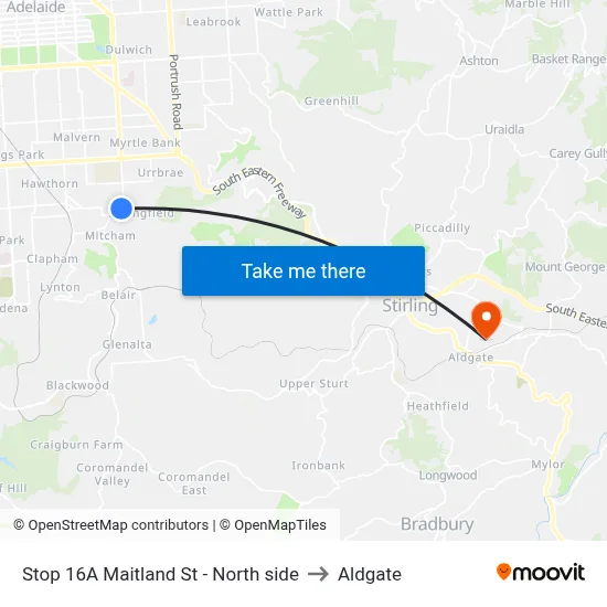 Stop 16A Maitland St - North side to Aldgate map