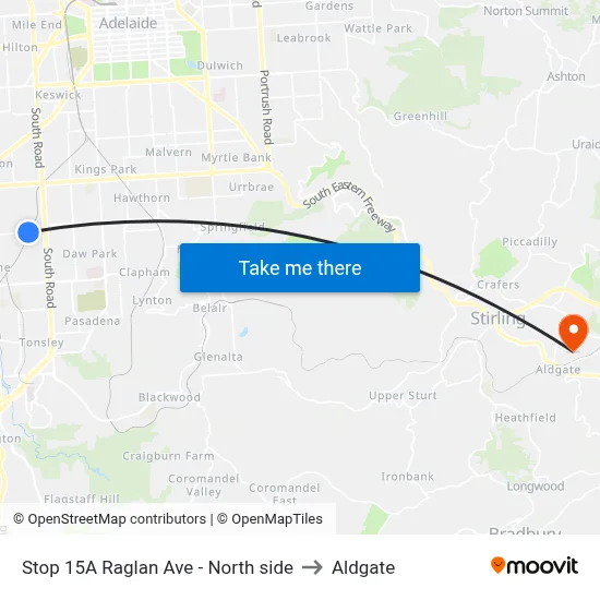 Stop 15A Raglan Ave - North side to Aldgate map